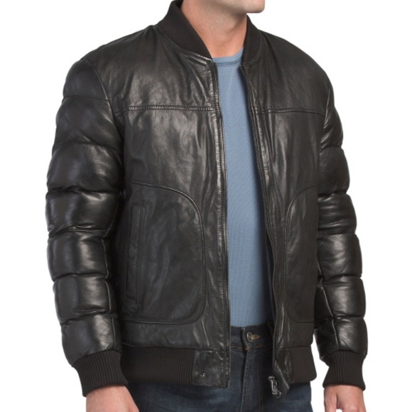 BOD & CHRISTENSEN Leather Puffer Jacket S